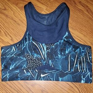 Nike Dark Blue and Black Patterned Sports Bra